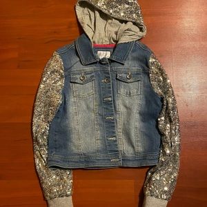 Justice sequin jean jacket